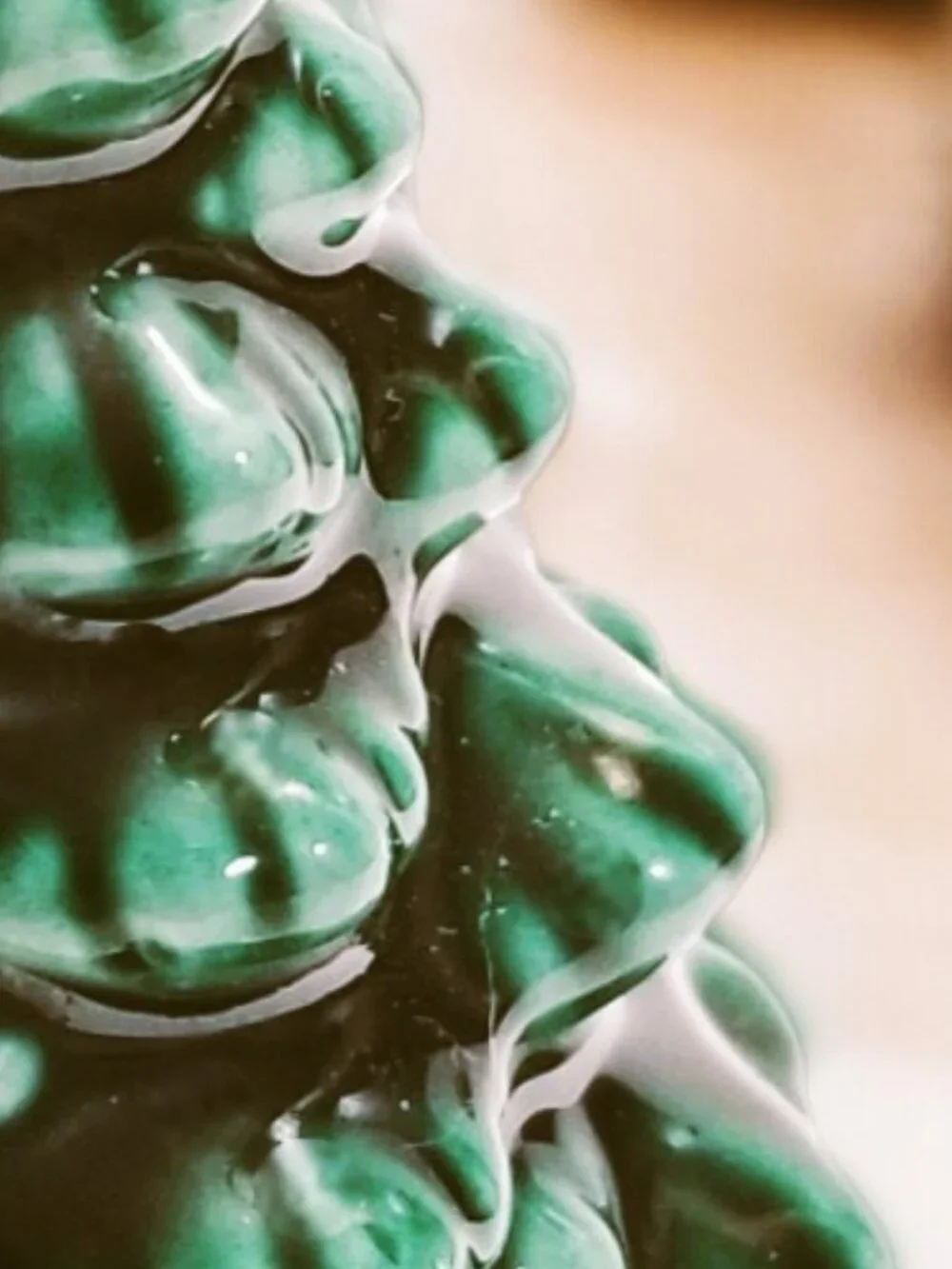 Mini Green Ceramic Christmas Tree Handcrafted Signed Studio Pottery Decor